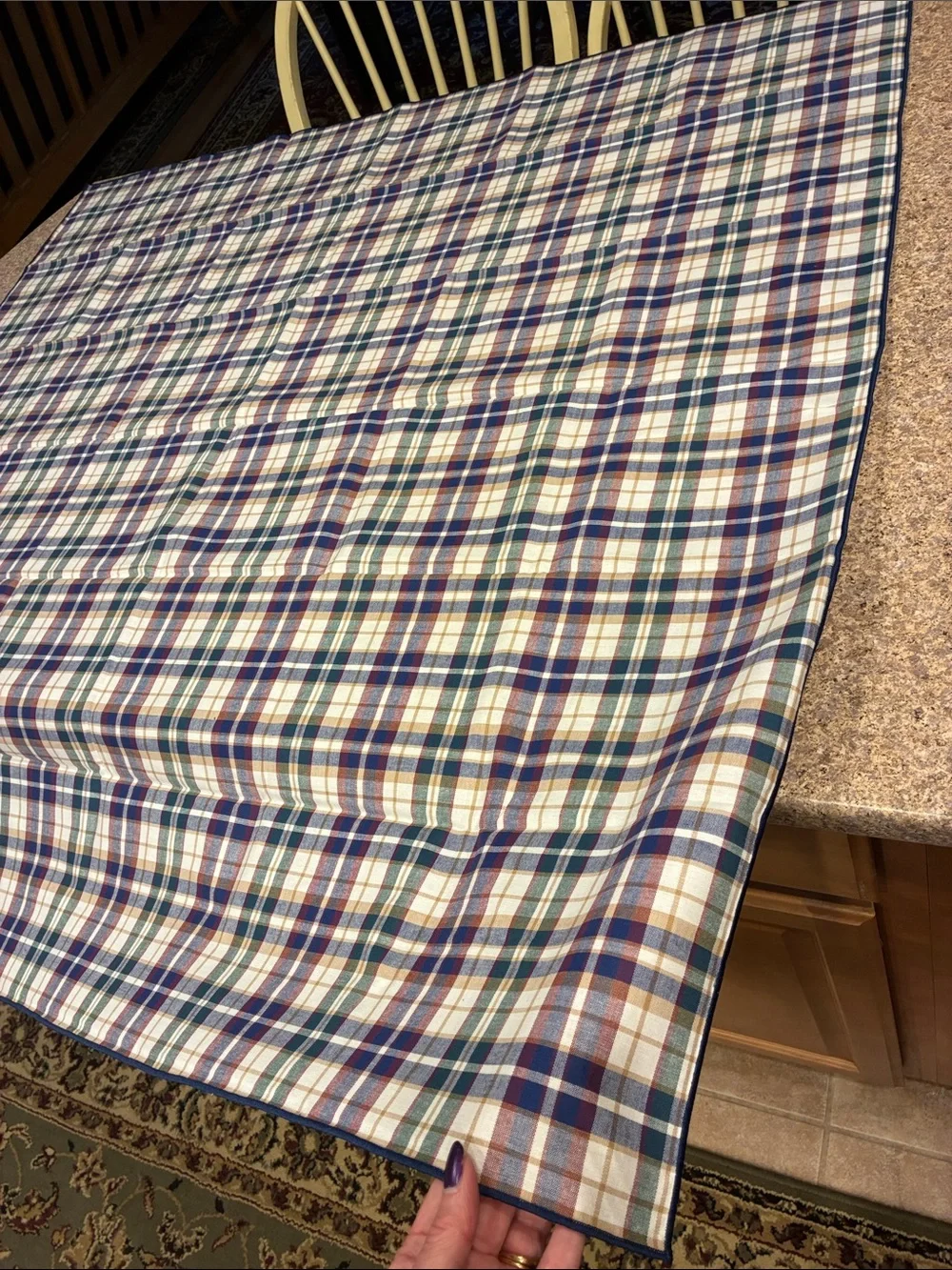 Longaberger Woven Traditions Plaid Fabric Square SMELLS MUSTY